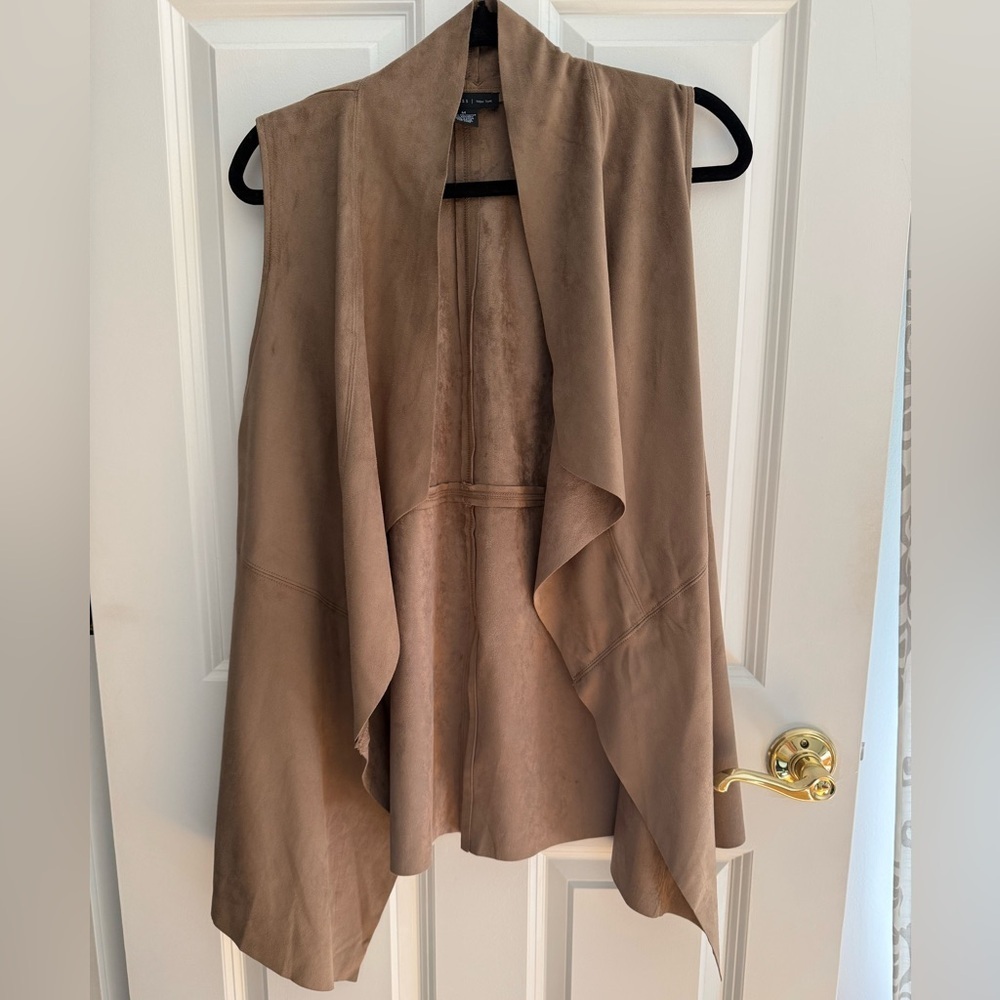 Joan Vass Faux Suede Camel Vest Oversized Medium Excellent Condition